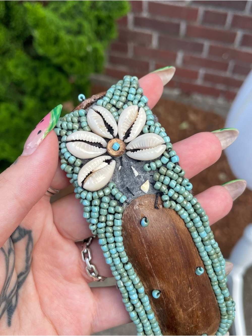 Vintage Handmade Beaded Seashell Floral Beach Boho Belt - Picture 5 of 6